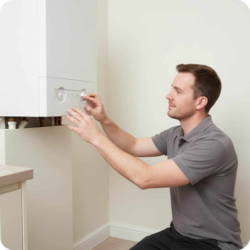 Gas Safe engineer servicing a boiler